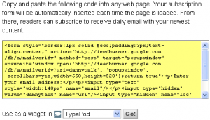 feedburner email subscription code