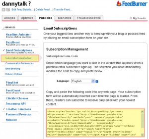feedburner email subscription management