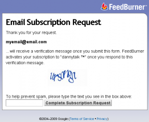 Feedburner - Subscription Request