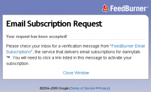 Feedburner - Successful Subscription